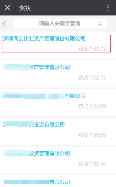 尽调宝管理人奖状列表