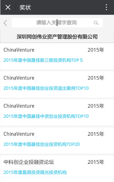 深圳同创伟业资产管理股份有限公司奖状情况